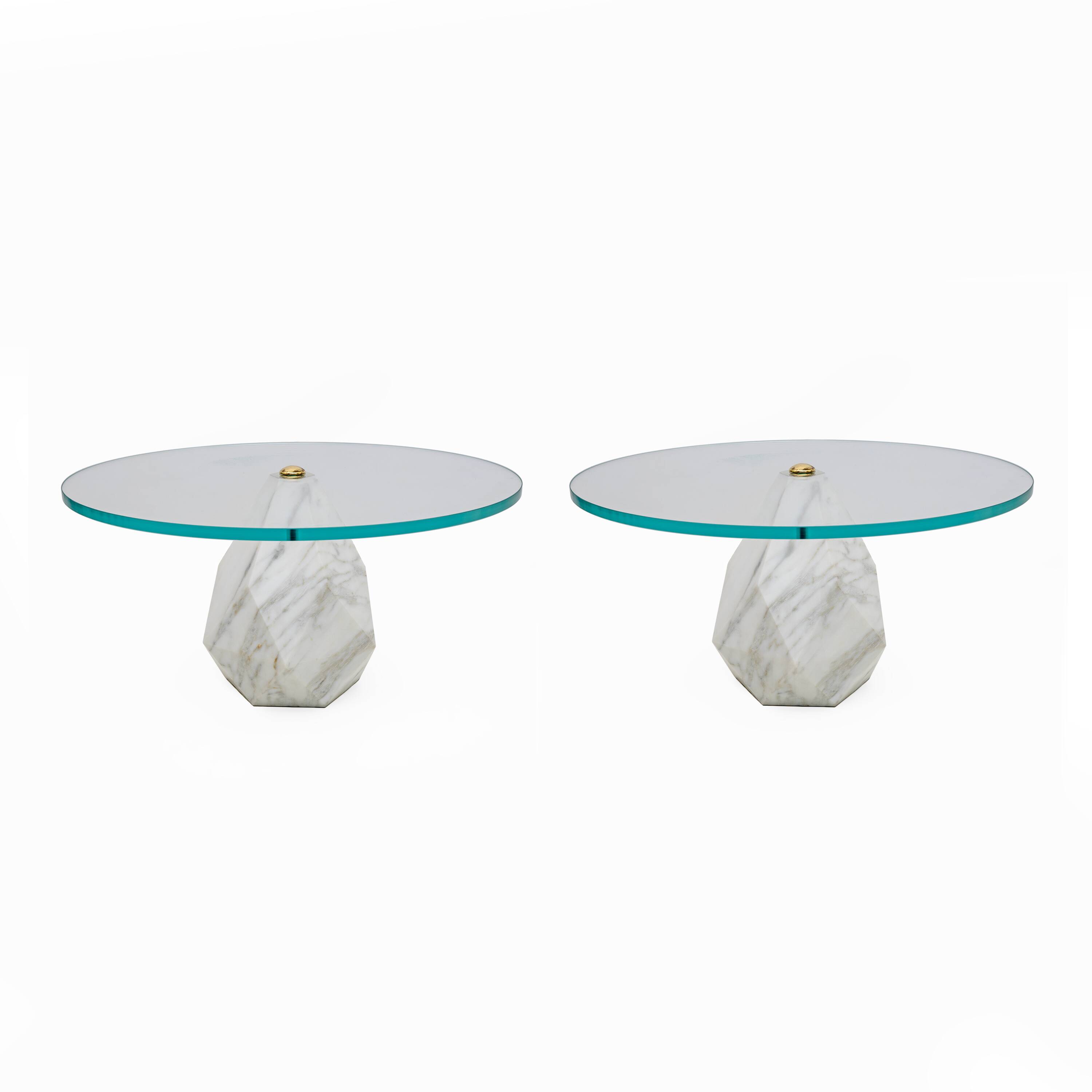 Mid Century Modern Italian Carrara Marble Coffee Table, 1970s, Two Availabl