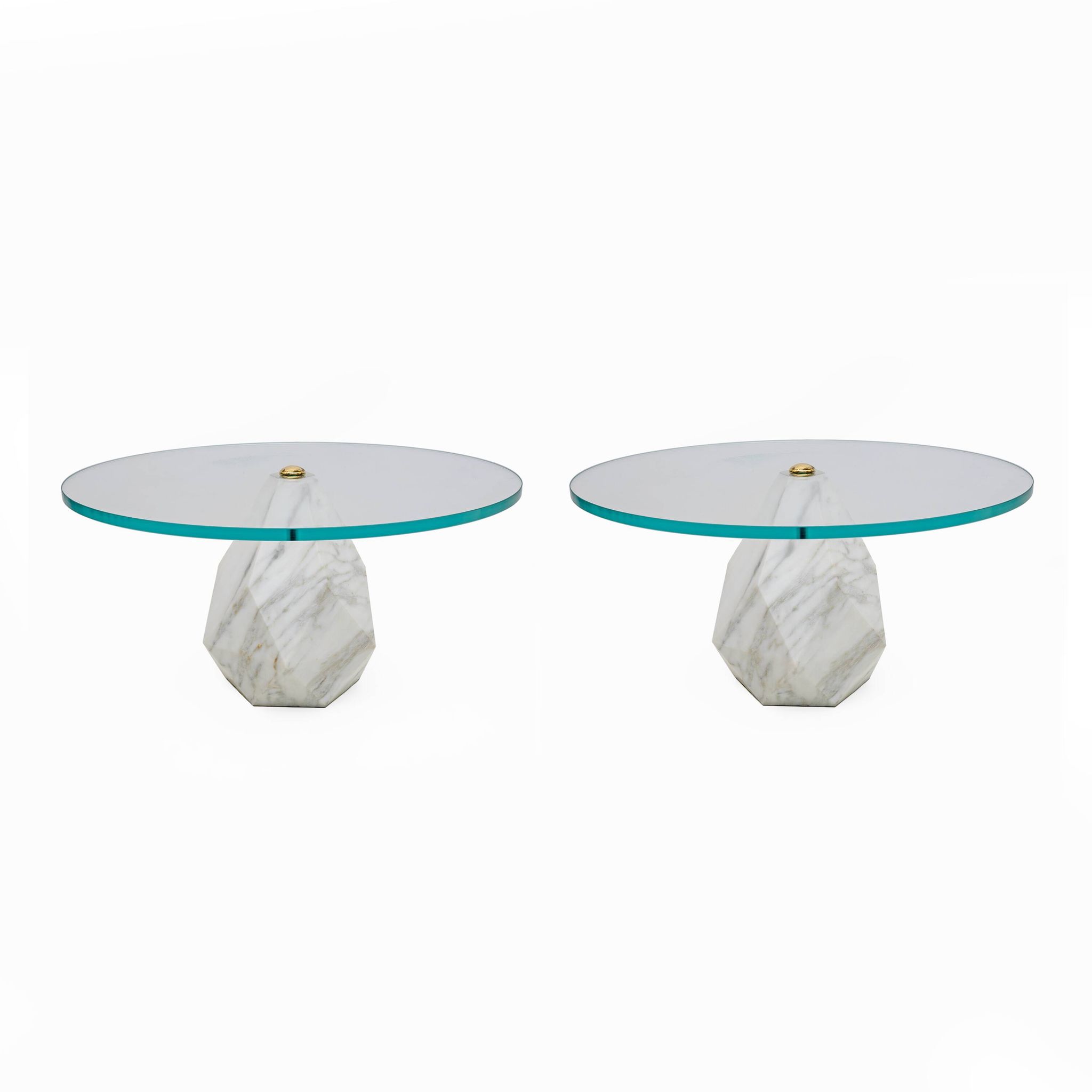 Table basse en marbre de Carrare italien moderne du milieu du siècle, années 1970, deux disponibles