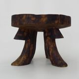 Milking stool carved in one piece, Ariège peasant art, 19th century