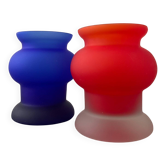 Paire de vases vintage en pâte de verre dépoli