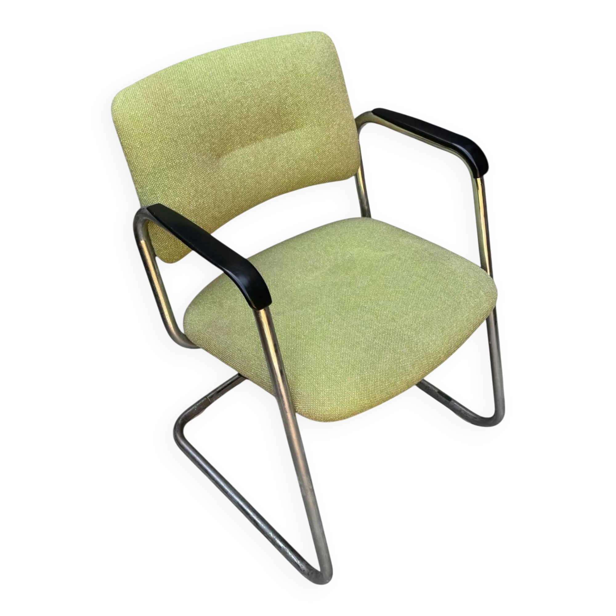 Fauteuil vintage Strafor Steelcase 421, vert chiné
