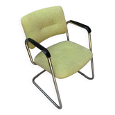 Fauteuil vintage Strafor Steelcase 421, vert chiné