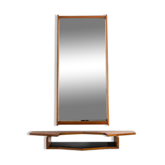 Mirror and its console in mahogany. 1970s.