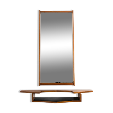 Mirror and its console in mahogany. 1970s.