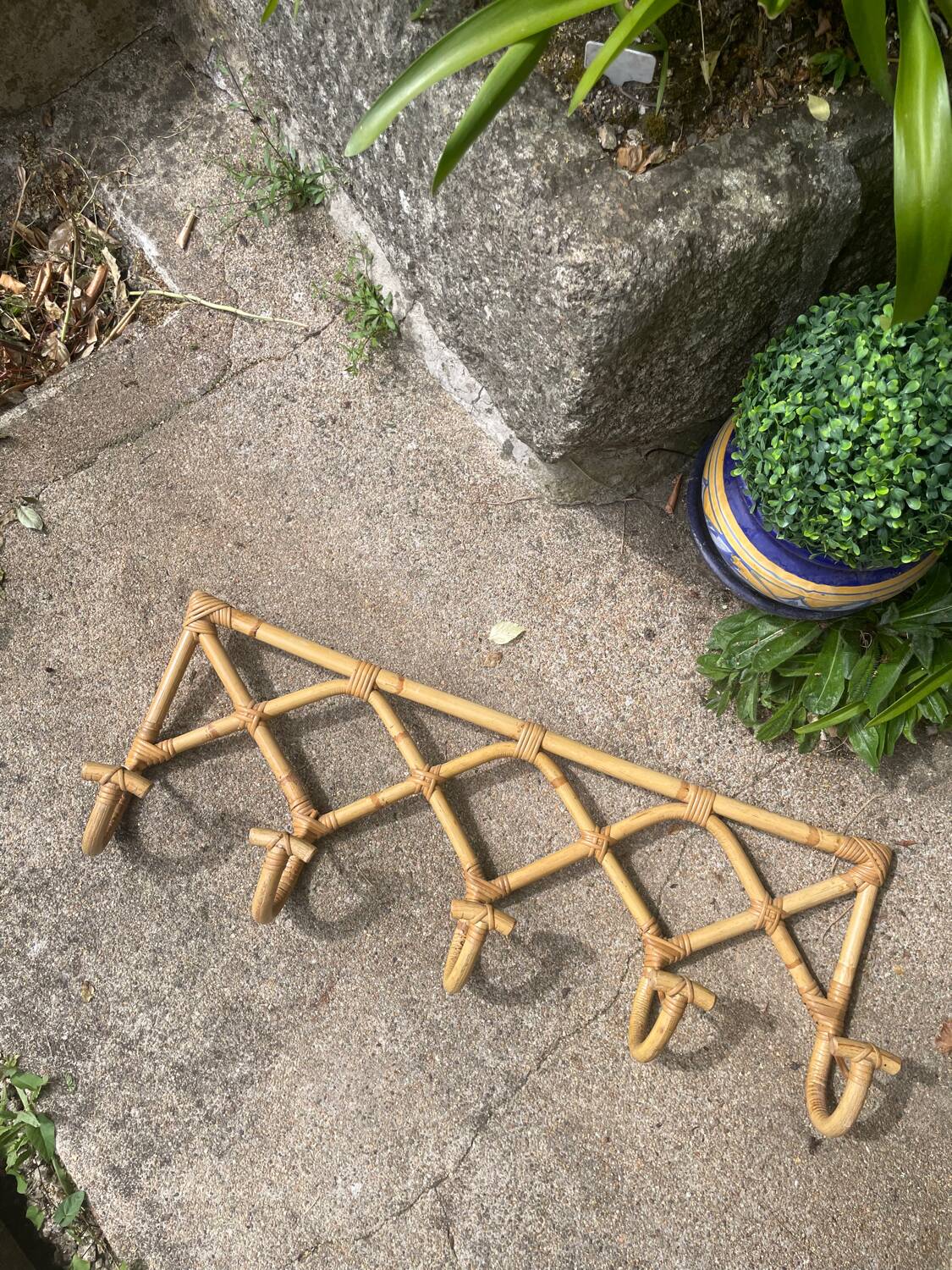 Rattan coat rack from the 70s