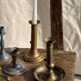 Large adjustable antique gold candlestick H20 D10