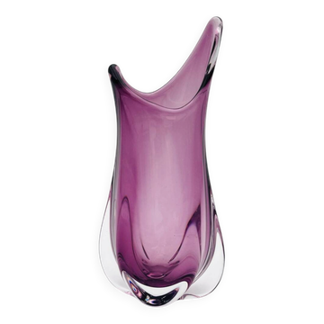 Murano Sommerso Vase Sculptural Organic Amethyst