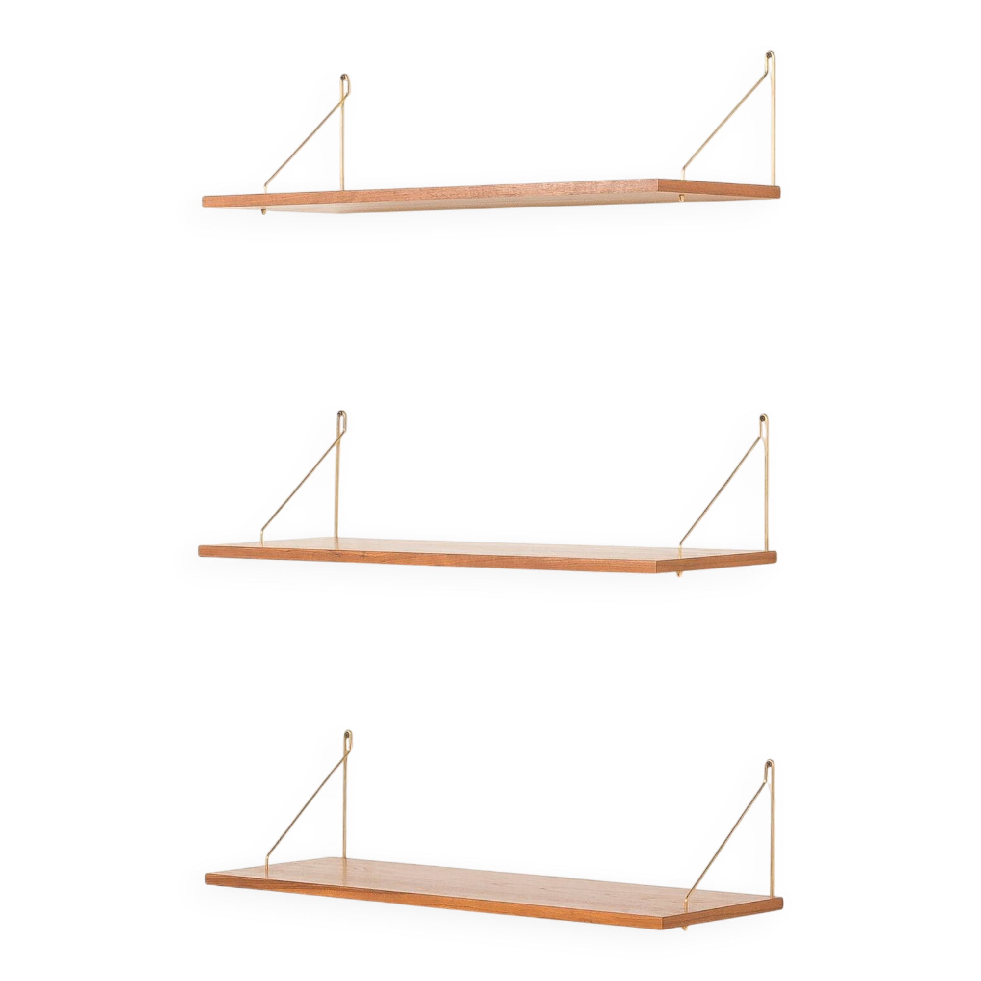 Danish mid-century floating shelves in teak, set of 3, 1960s
