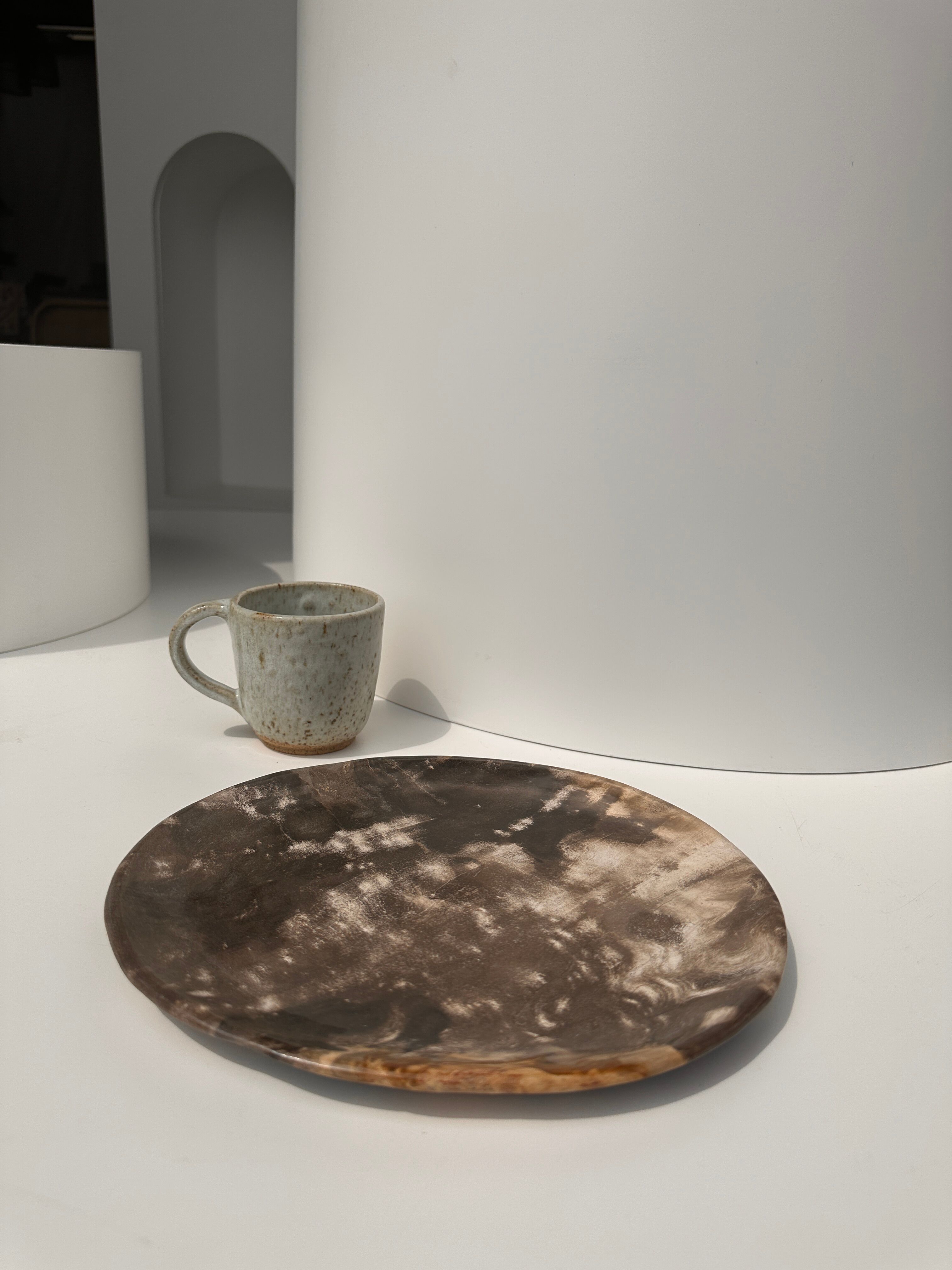 Dish in petrified wood