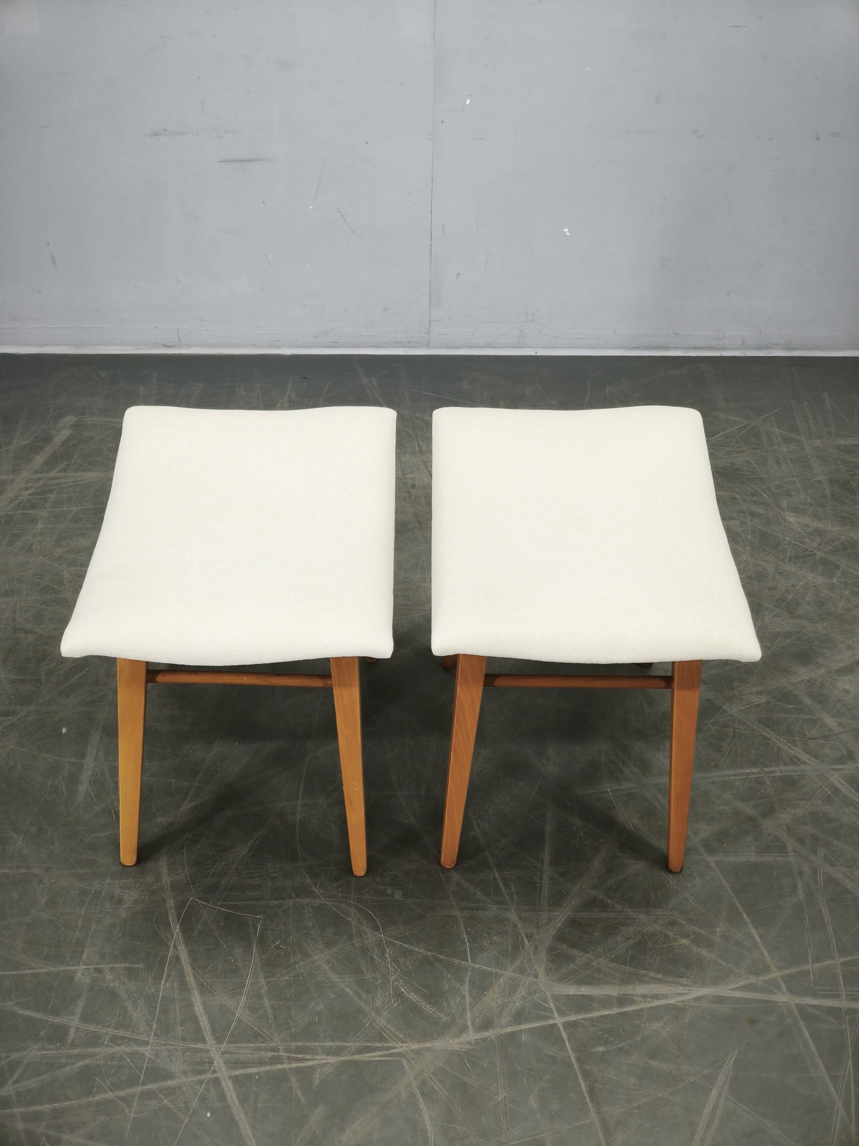 Pair of Beech Wood Stools by Závod Malacky, Czechoslovakia, 1970s