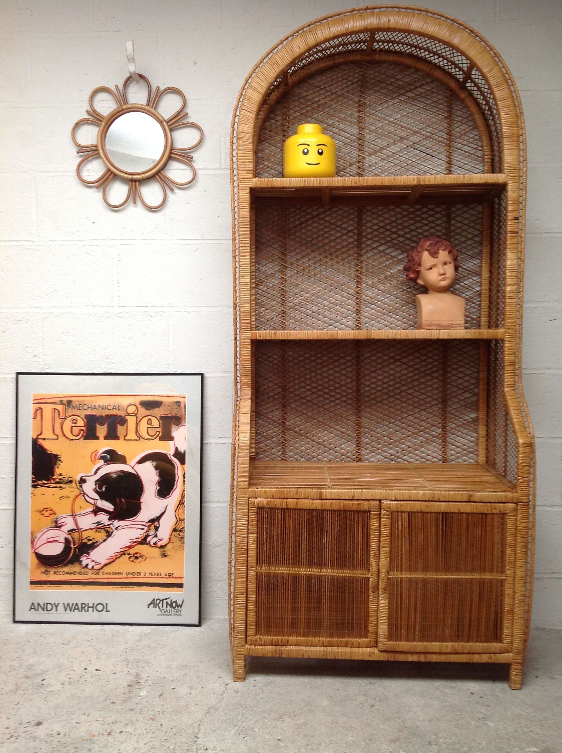 Vintage rattan bookcase