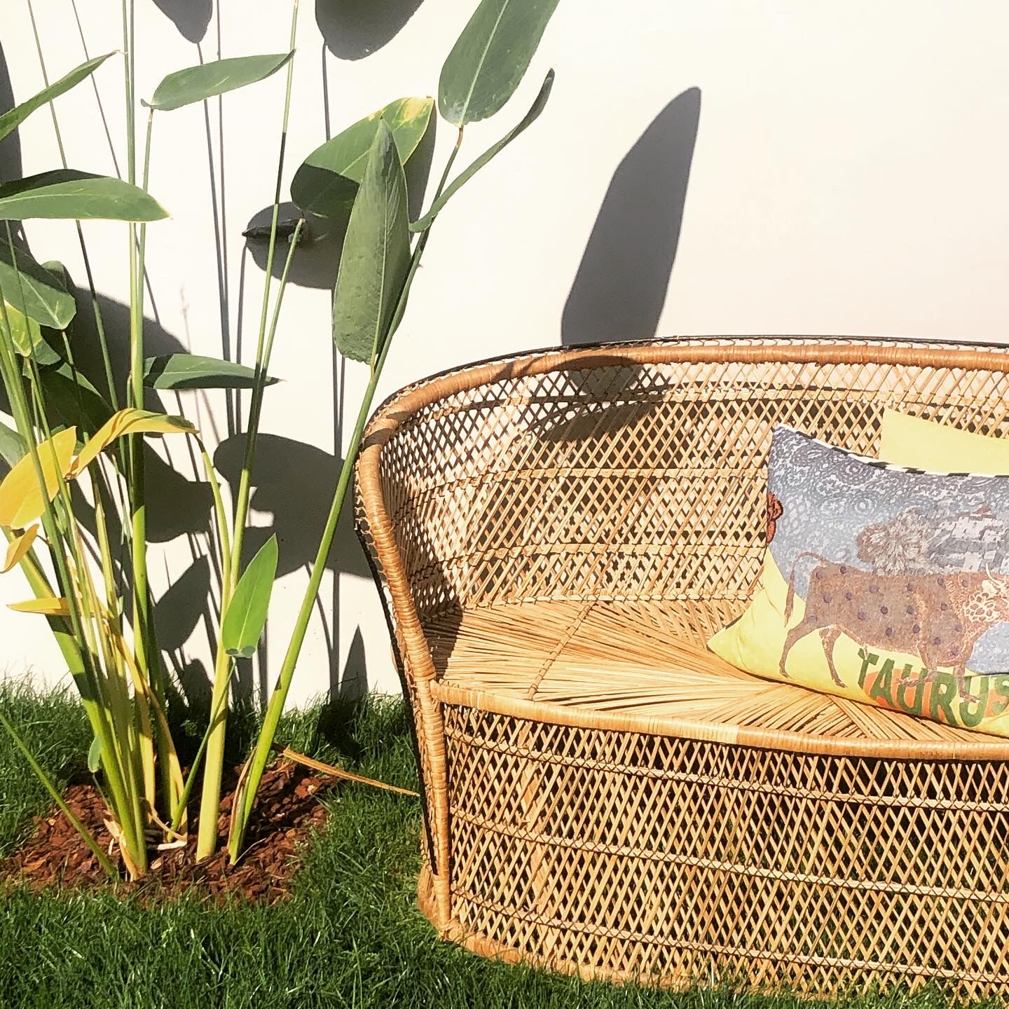 Vintage sofa 2 places rattan