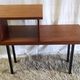 Modernist side table in solid wood and black lacquered metal 50s/60s