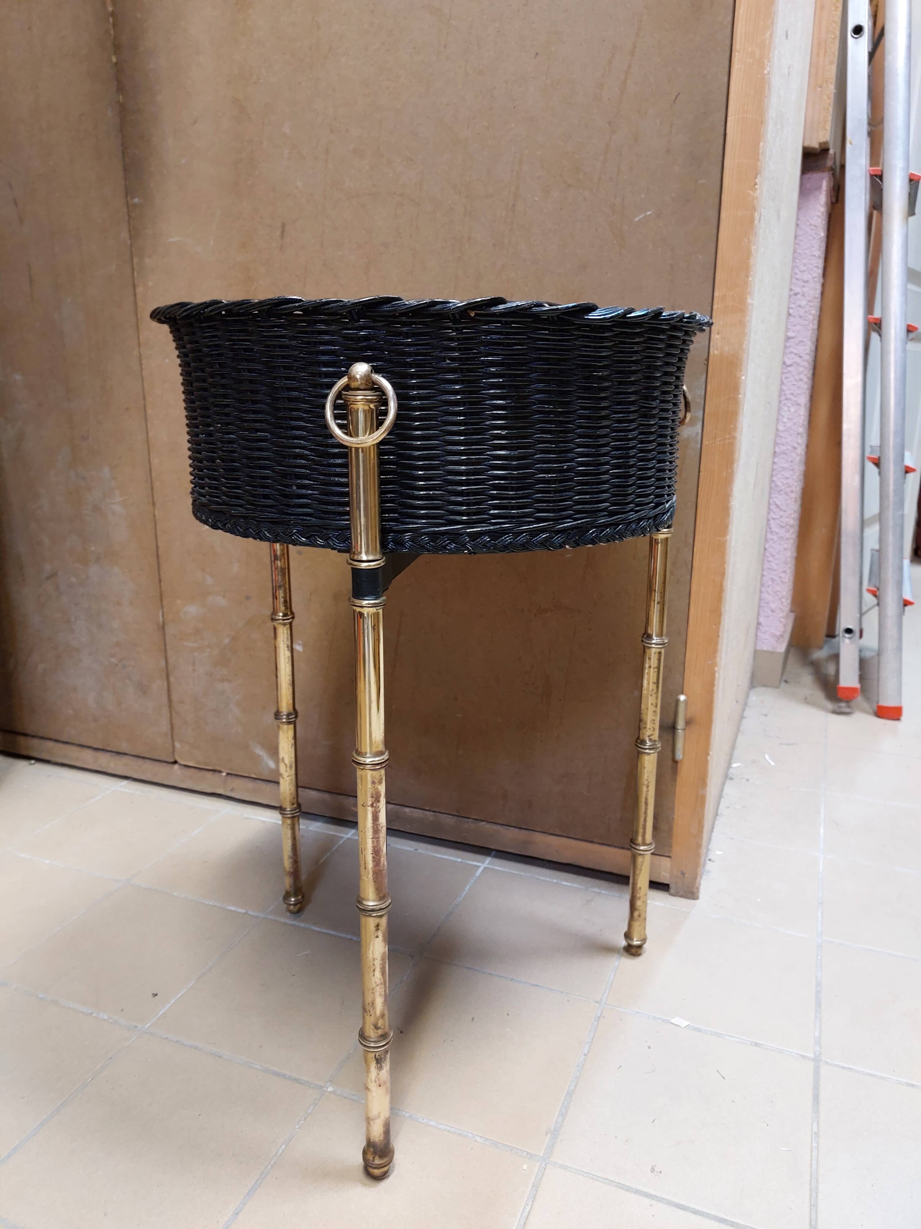 Vintage round tripod planter attributed to Jacques Adnet - 50s/60s