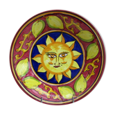 Assiette céramique décorée main soleil