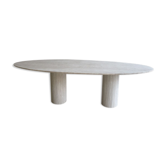 Natural travertine calypso oval dining table 240x100