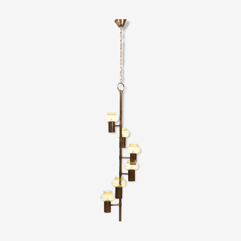 Mid century danish 6 arms brass-chandelier c.1960