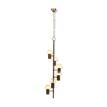Mid century danish 6 arms brass-chandelier c.1960