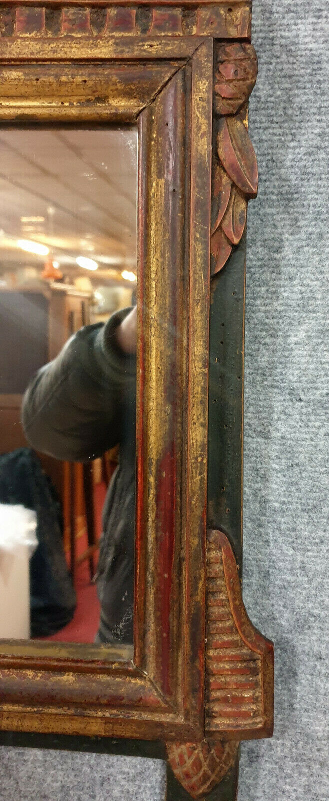 Louis XVI period mirror in gilded and laqué wood around 1800
