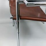 Pair of armchairs chromed metal and leather, 60 years