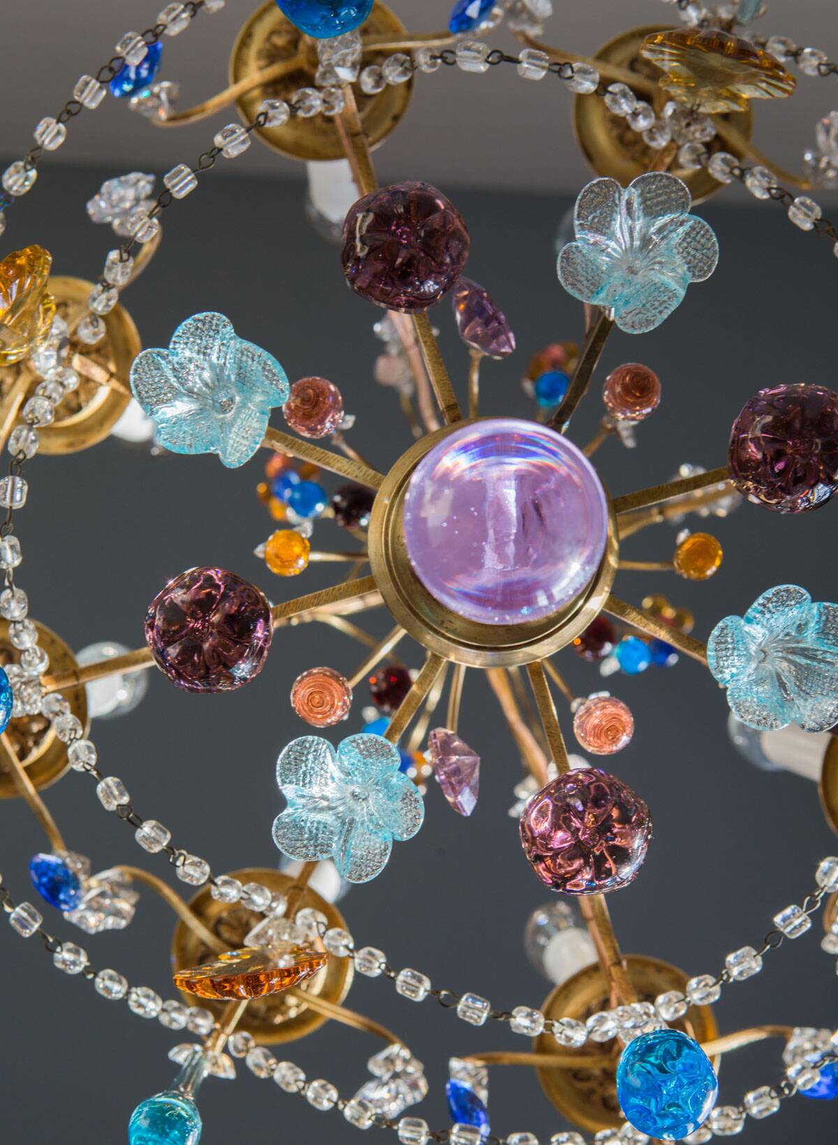 Large chandelier brass fruit crystal color 8 arms