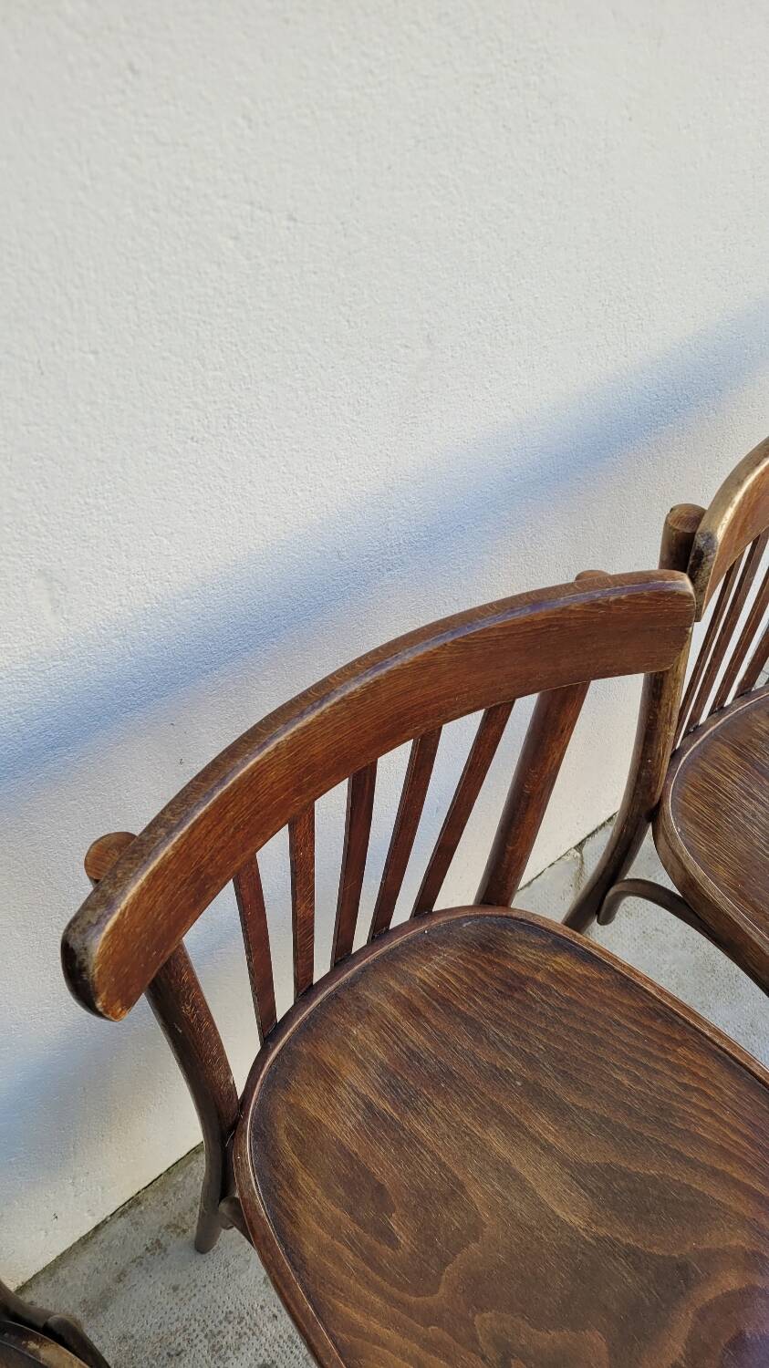 Set of 4 vintage Baumann style bistro restaurant chairs 1950s