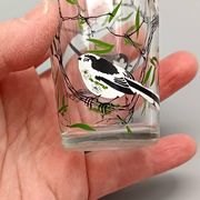 5 verres à décor d'oiseaux sérigraphiés, 1960-1970
