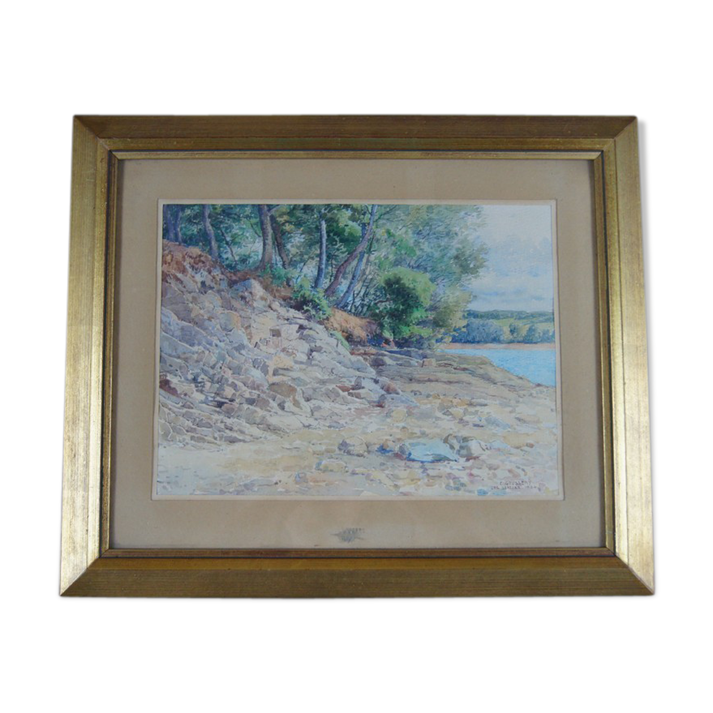 "les settons" aquarelle signée et datée 1934, Emile Goussery 1867-941