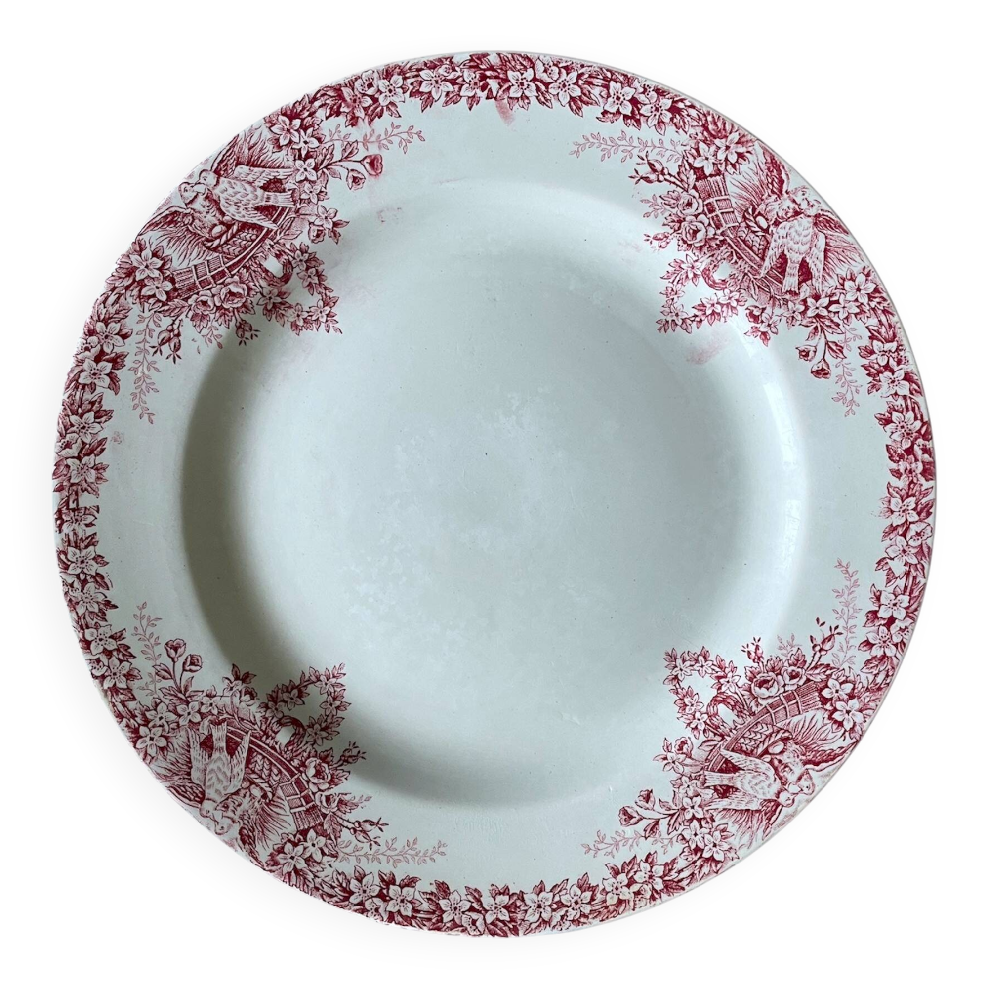 Antique serving platter in Saint-Amand earthenware (Nord)