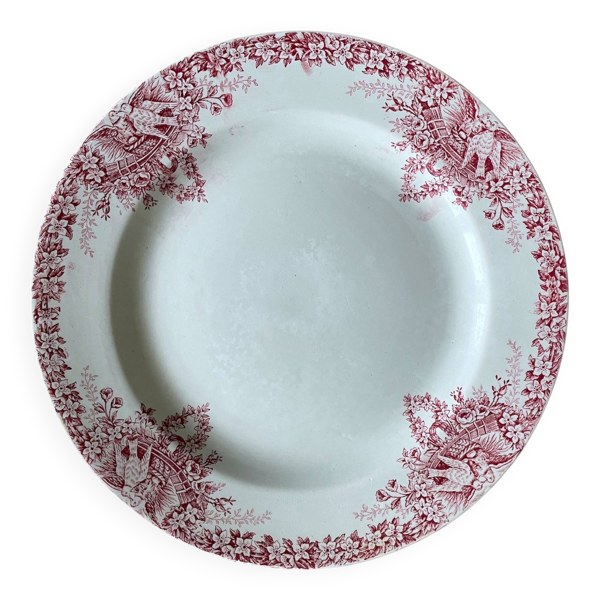 Grand plat de service ancien en faïence de Saint-Amand (Nord)