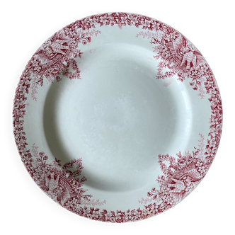 Antique serving platter in Saint-Amand earthenware (Nord)