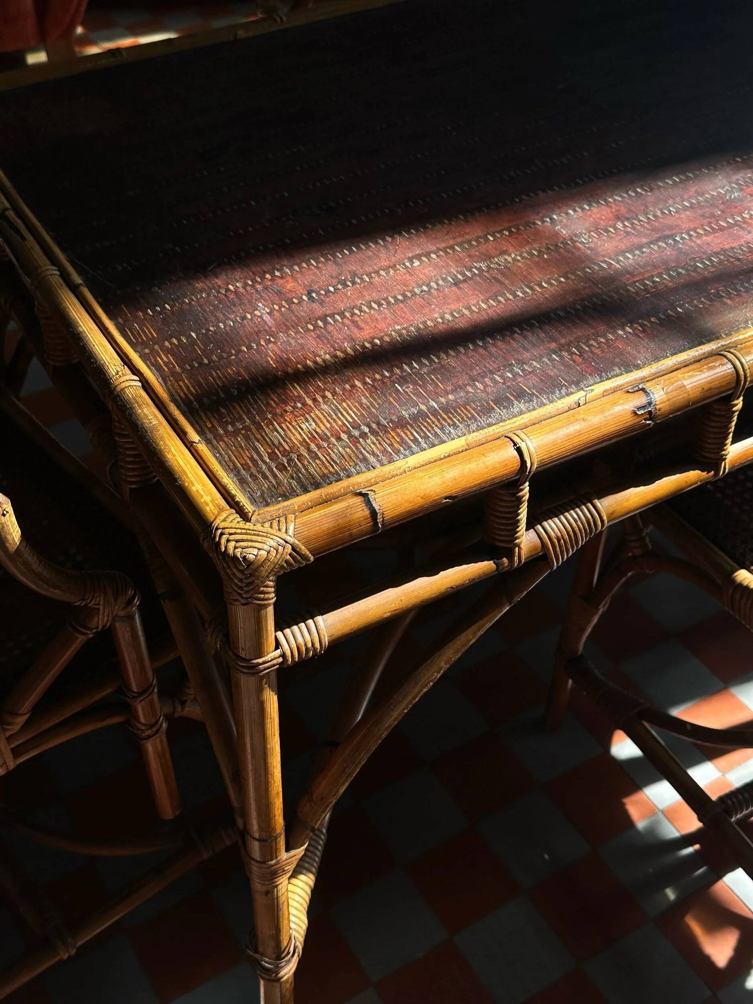 Vintage bamboo dining set in Chippendale style, Italy, year