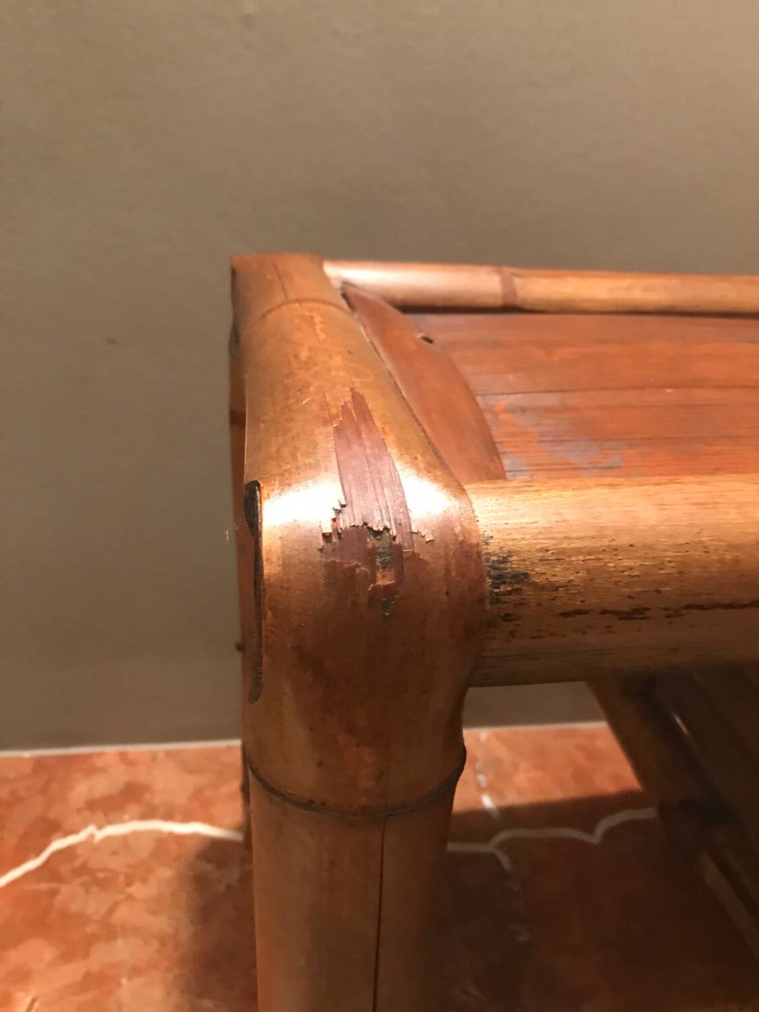 beautiful old asian bamboo stool