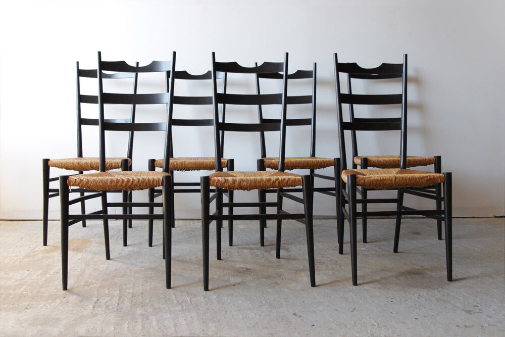 Black Italian straw chairs