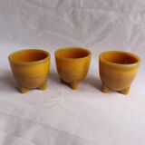 Marbled glass tripod egg cups