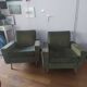 Pair of vintage green velvet armchairs from 1960 with metal legs