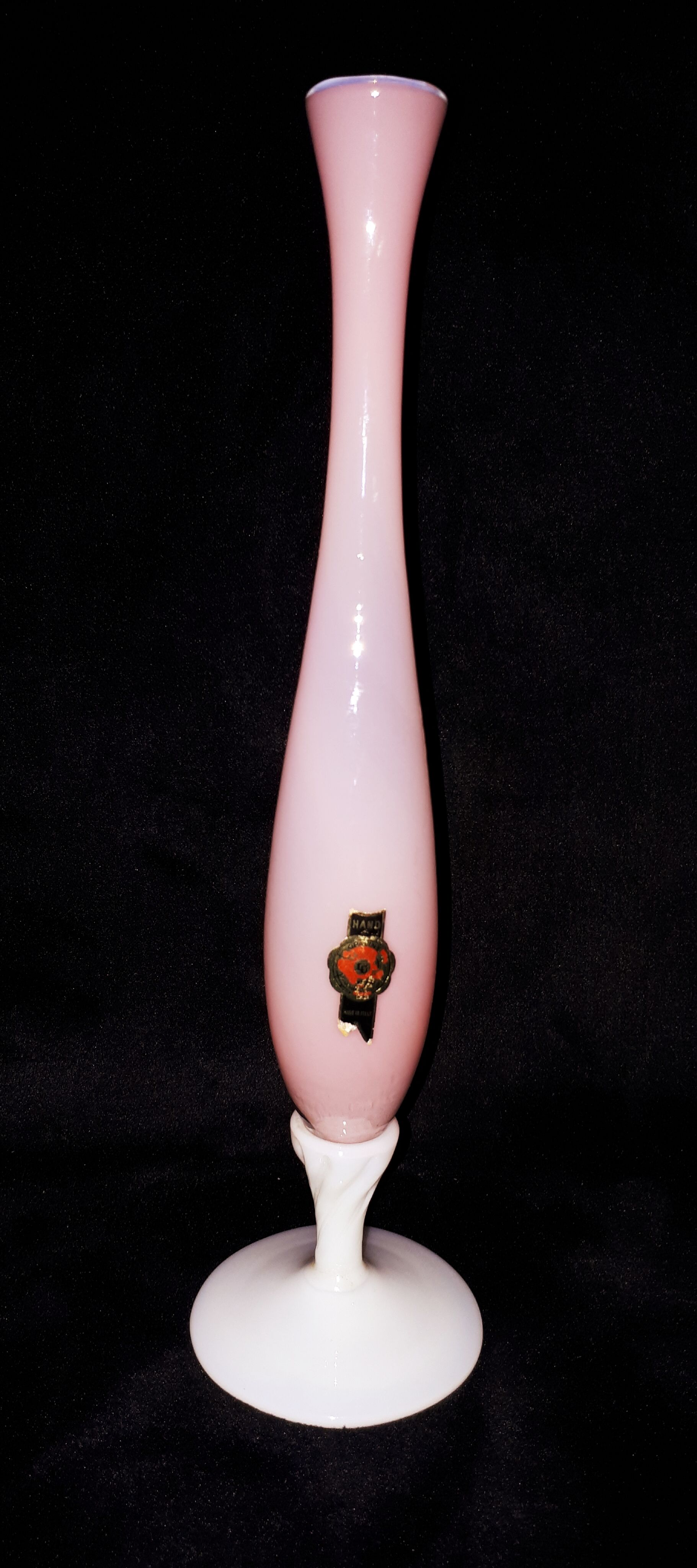 Vase soliflor opaline rose Italie