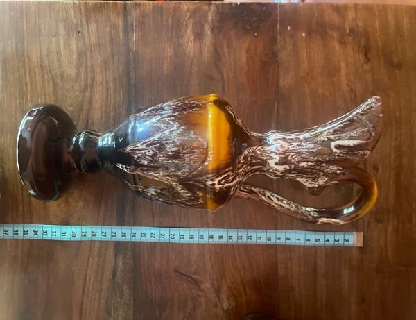 Vase pichet vintage en céramique de Vallauris en émaux flammés
