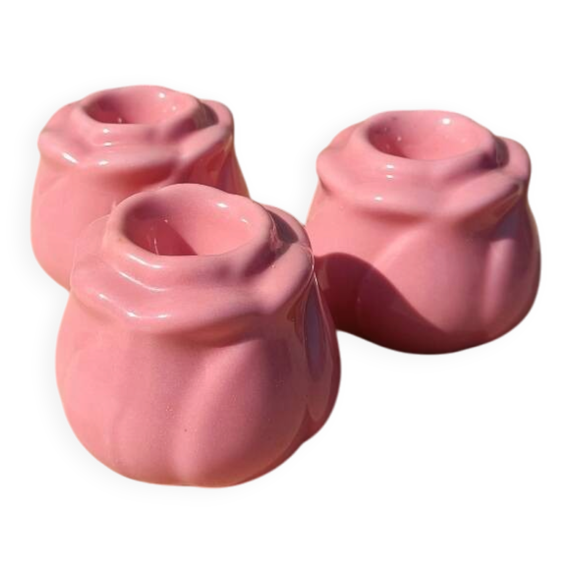 Ceramic pink flower candlestick