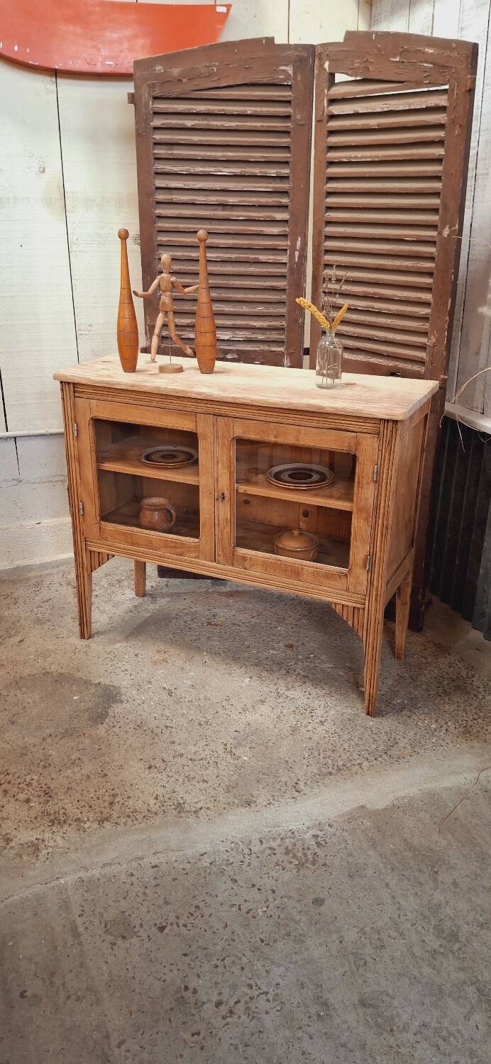 Old glass sideboard on legs