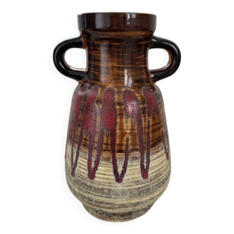 Vintage Fat Lava Retro Ceramic Vase with 2 Handles