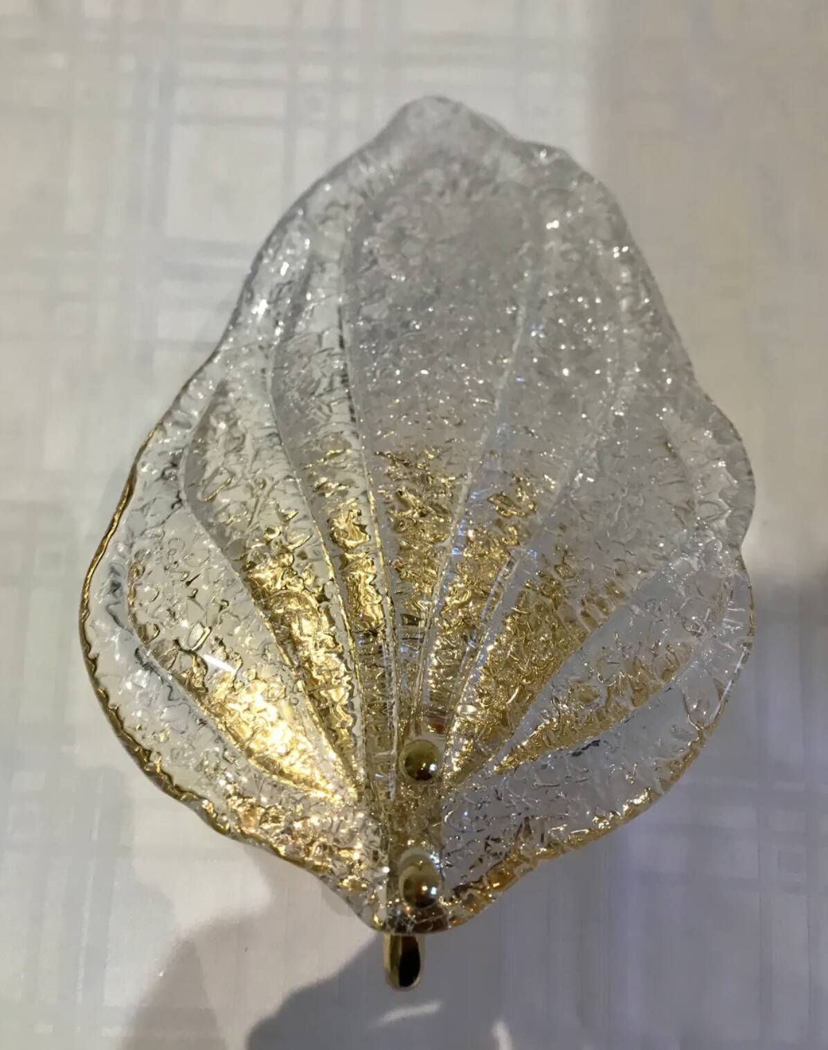 Paire d’appliques feuille verre Murano