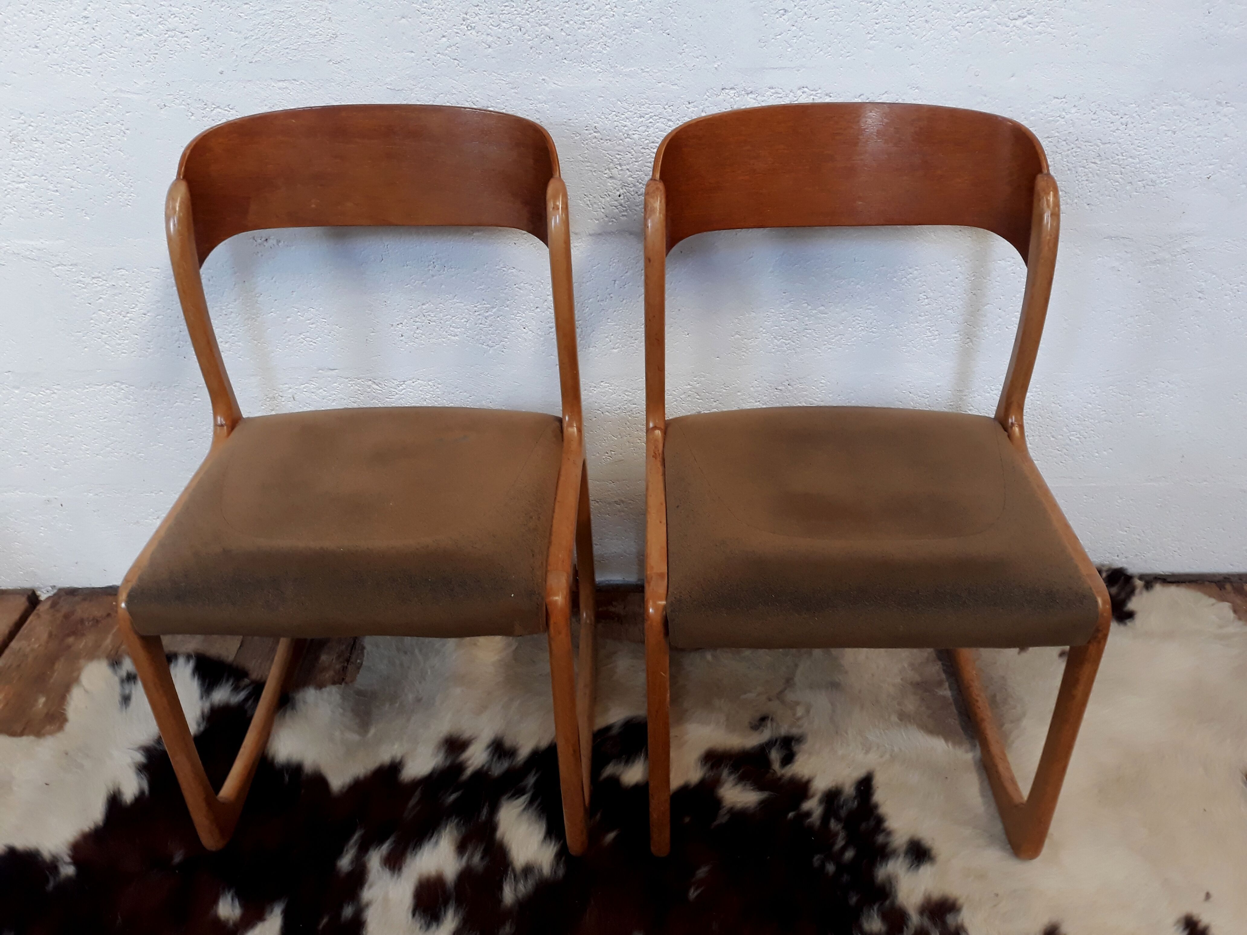 6 chairs Baumann vintage sled