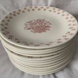 12 flat plates in red earthenware Gien 1970