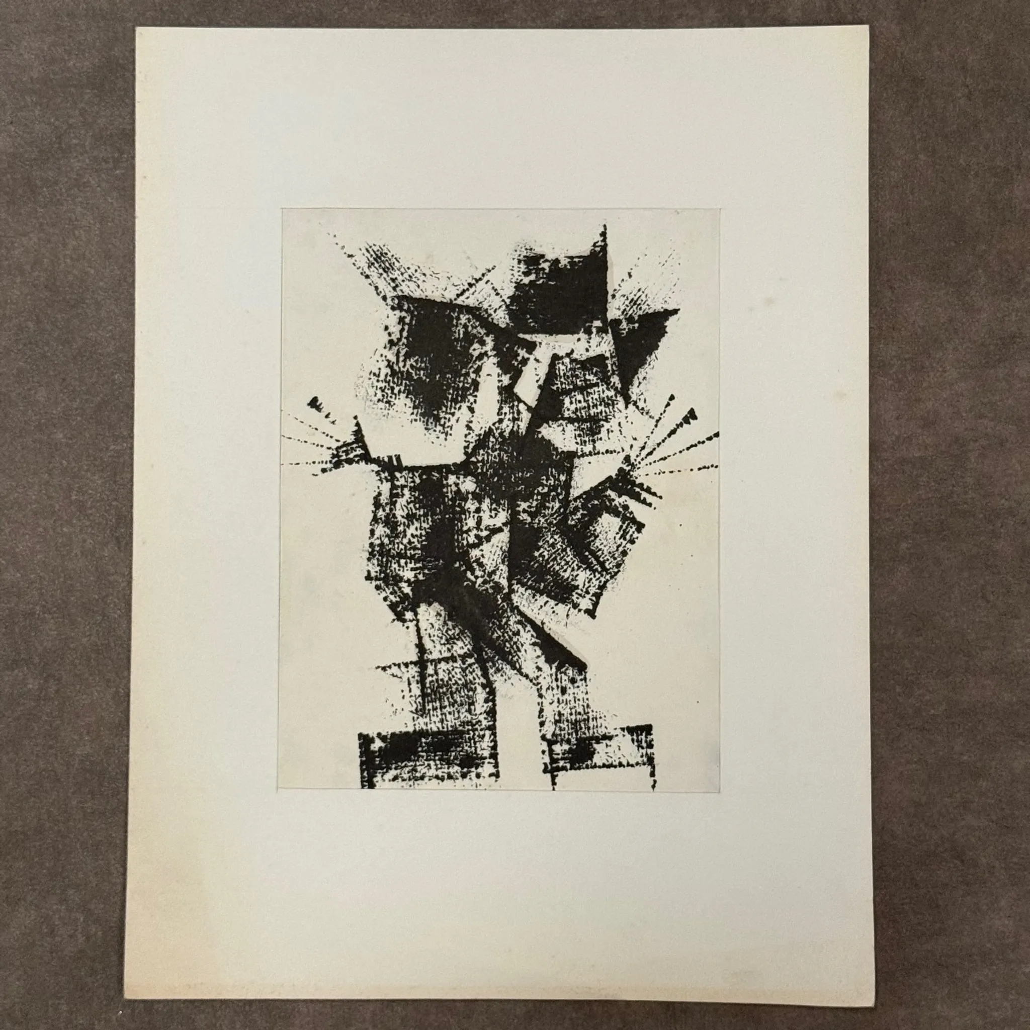 Modern composition drawing 1970 by François de Chabot
