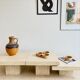 Table basse modulable en travertin – design sculptural années 70