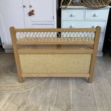 Banc coffre bois et rotin vintage