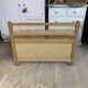 Vintage wood and rattan chest bench