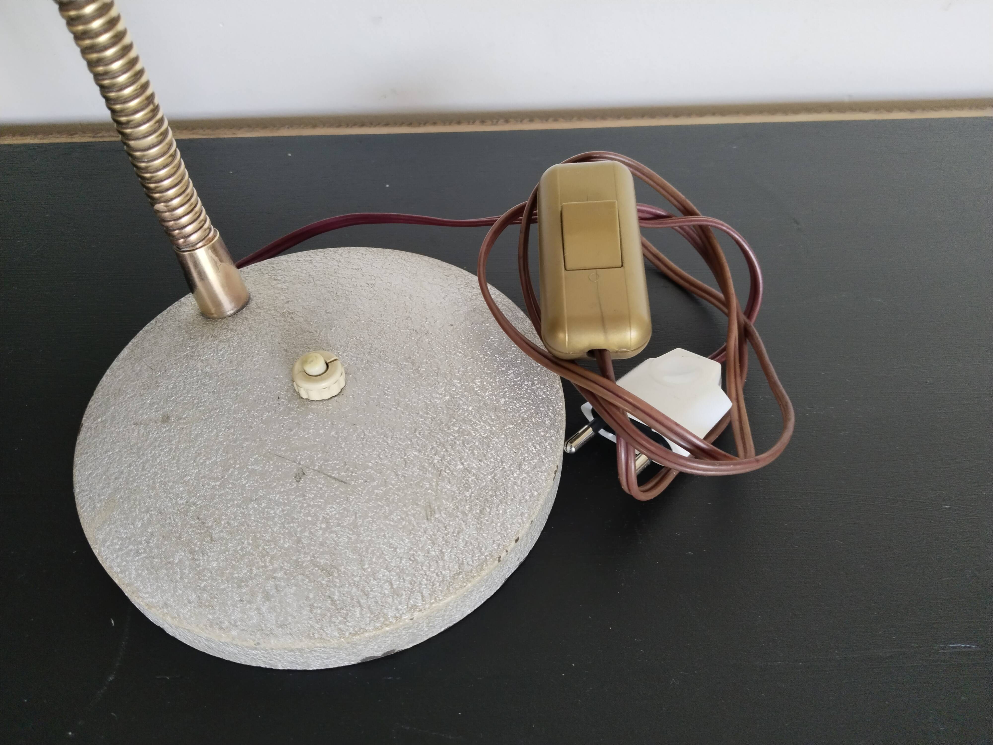 Hammered gray cocotte desk lamp, vintage French, 1940s