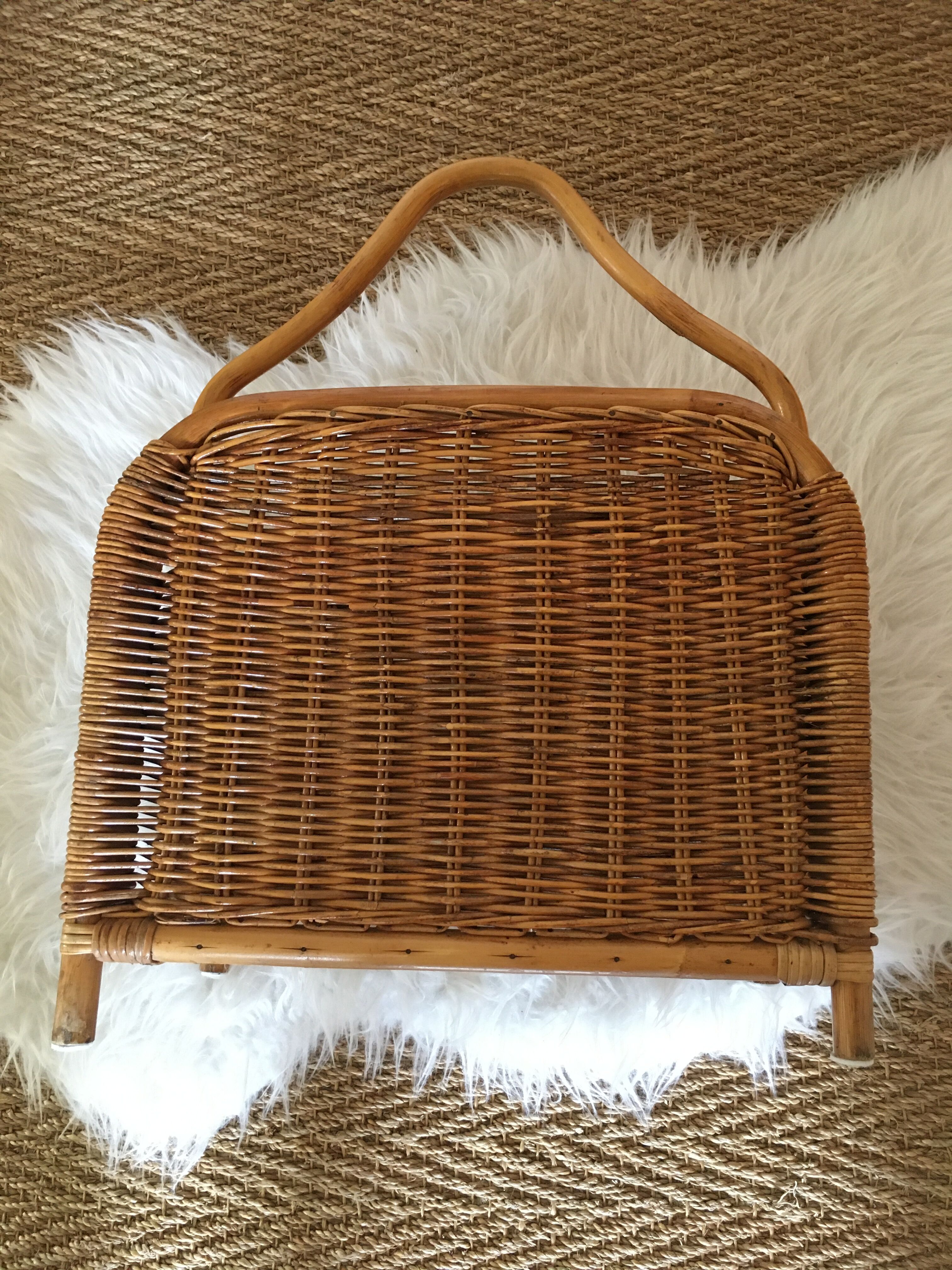 Rattan magazine holder